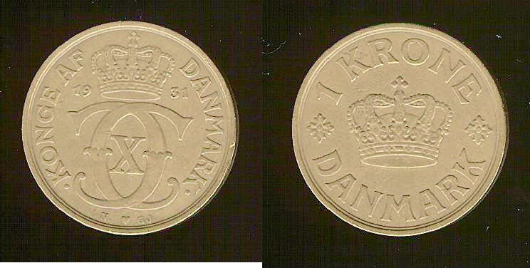 Danemark 1 kroner 1931 TTB